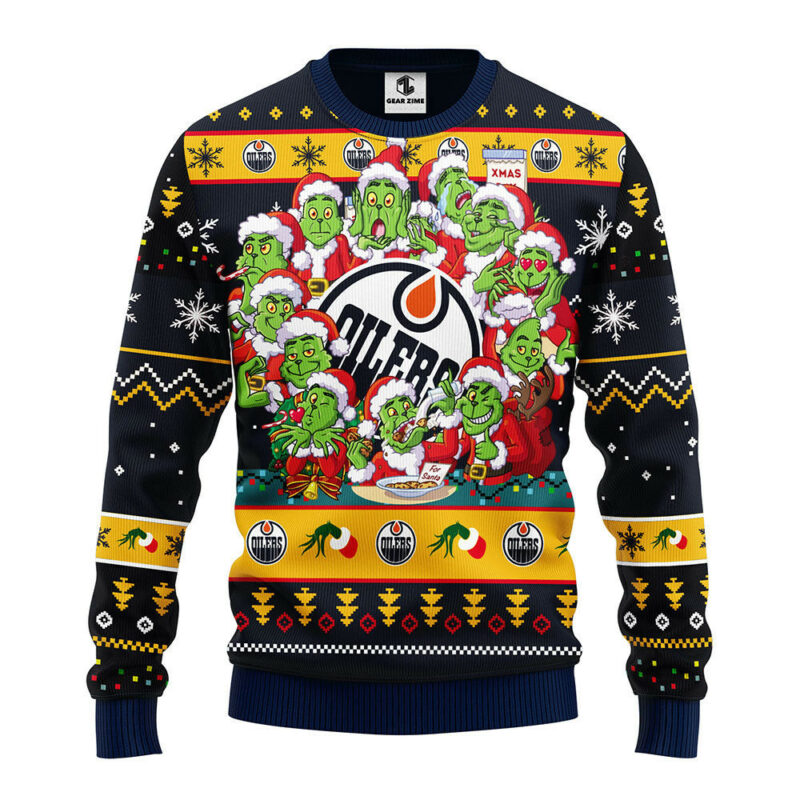 Edmonton Oilers 12 Grinch Xmas Day Ugly Christmas Sweater, Grinch Xmas Sweater