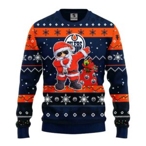 Edmonton Oilers Dabbing Santa Claus Ugly Christmas Sweater, NHL Christmas Sweater