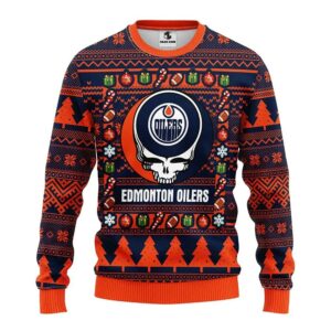 Edmonton Oilers Grateful Dead Ugly Christmas Sweater, NHL Christmas Sweater