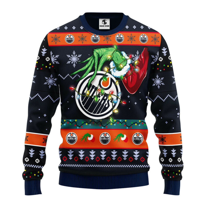 Edmonton Oilers Grinch Ugly Christmas Sweater, Grinch Xmas Sweater
