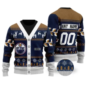NHL Edmonton Oilers | Personalized Name &amp; Number Unisex Sweater For Christmas Season