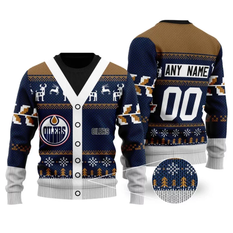 NHL Edmonton Oilers | Personalized Name &amp; Number Unisex Sweater For Christmas Season