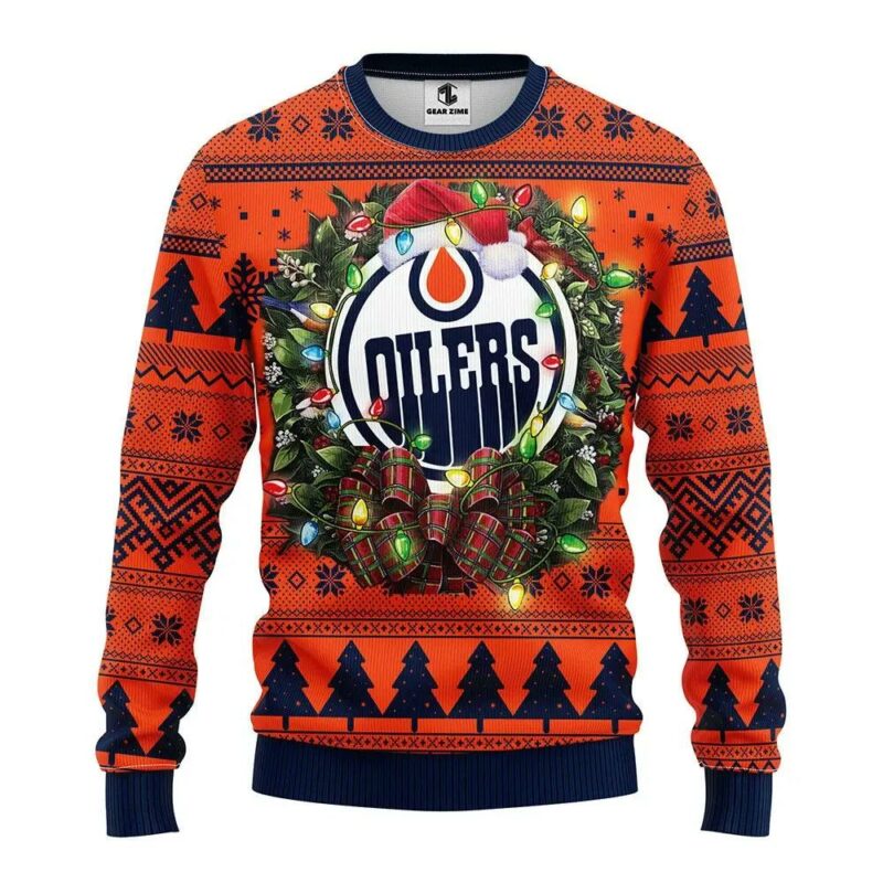 Edmonton Oilers Santa Hat Ugly Christmas Sweater, NHL Christmas Sweater