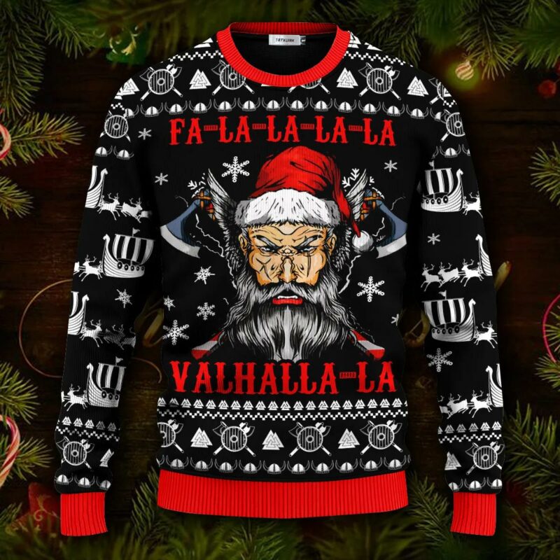 Falalalala Valhallala Cool Santa Viking Ugly Christmas Sweater