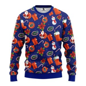 Florida Gators Santa Claus Snowman Ugly Christmas Sweater, NCAA Christmas Sweater