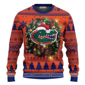 Florida Gators Santa Hat Ugly Christmas Sweater, NCAA Christmas Sweater