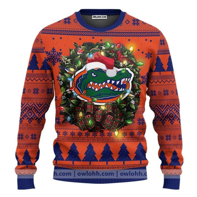 Florida Gators Santa Hat Ugly Christmas Sweater, NCAA Christmas Sweater