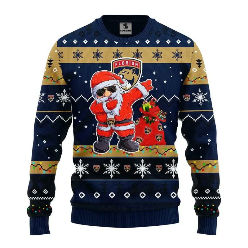Florida Panthers Dabbing Santa Claus Ugly Christmas Sweater, NHL Christmas Sweater