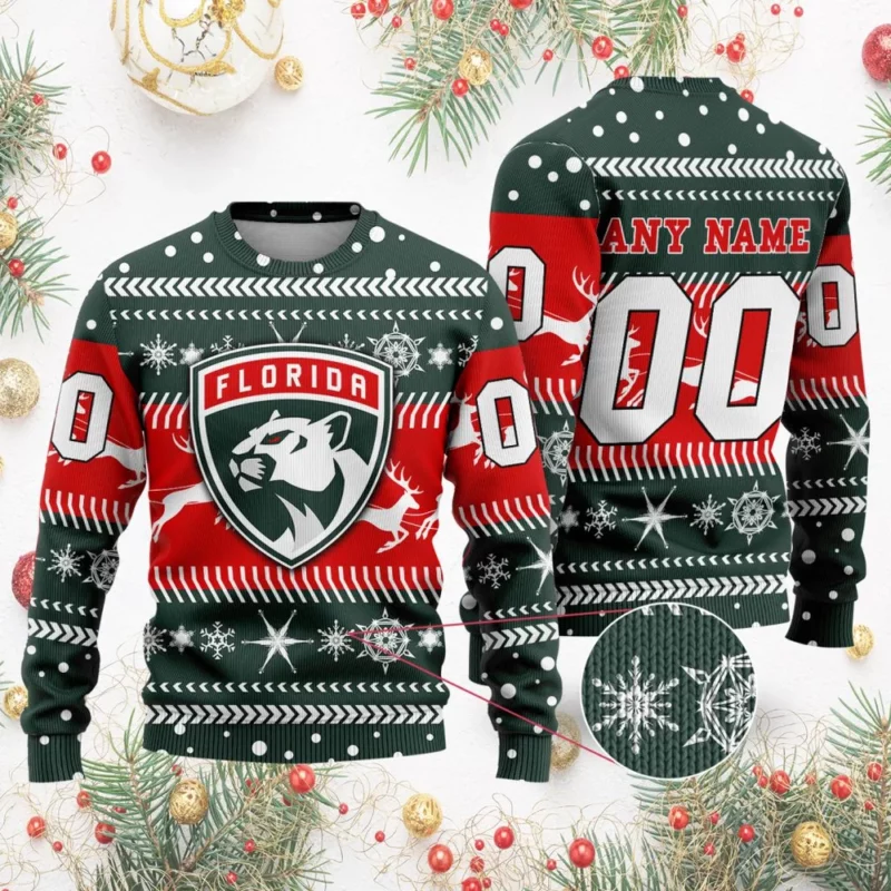 NHL Florida Panthers | Personalized Name &amp; Number Unisex Sweater For Christmas Season