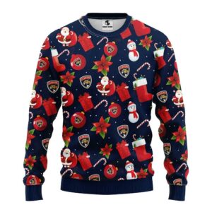 Florida Panthers Santa Claus Snowman Ugly Christmas Sweater, NHL Christmas Sweater