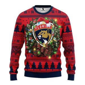 Florida Panthers Santa Hat Ugly Christmas Sweater, NHL Christmas Sweater