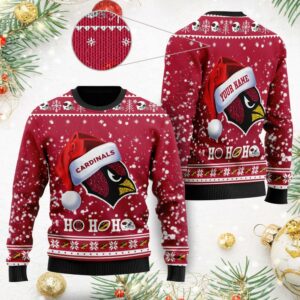 Funny Santa Hat Arizona Cardinals Custom Ugly Christmas Sweater, NFL Christmas Sweater