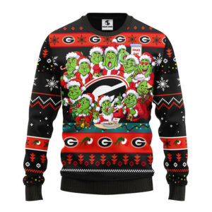 Georgia Bulldogs 12 Grinch Xmas Day Ugly Christmas Sweater, Grinch Xmas Sweater