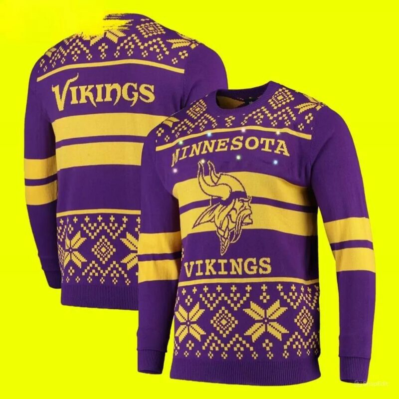 Gold Minnesota Vikings Ugly Christmas Sweater, NFL Christmas Sweater
