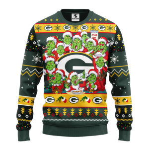 Green Bay Packers 12 Grinch Xmas Day Ugly Christmas Sweater, Grinch Xmas Sweater