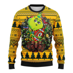 Green Bay Packers Grinch Hug Ugly Christmas Sweater, Grinch Xmas Sweater