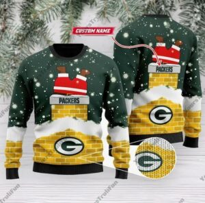 Green Bay Packers Santa Claus Custom Ugly Christmas Sweater, NFL Christmas Sweater