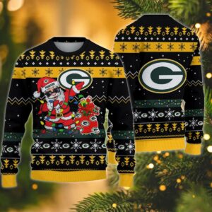 Green Bay Packers Santa Claus Dabbing Ugly Christmas Sweater, NFL Christmas Sweater