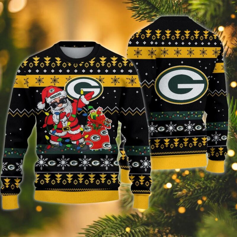 Green Bay Packers Santa Claus Dabbing Ugly Christmas Sweater, NFL Christmas Sweater