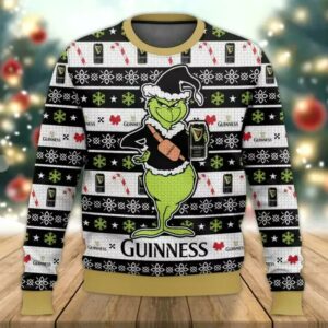 Grinch Guinness Ugly Christmas Sweater, Grinch Holiday Sweater
