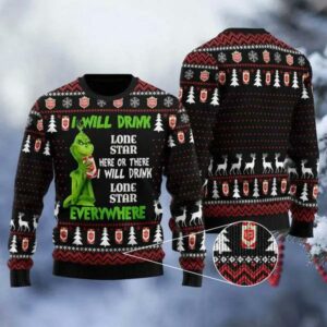 Grinch I Will Drink Malibu Everywhere Ugly Christmas Sweater, Grinch Holiday Sweater