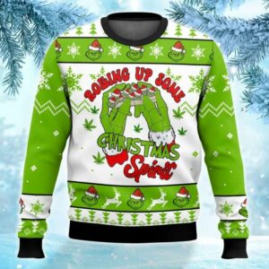 Grinch Rolling Up Ugly Sweater, Grinch Holiday Sweater
