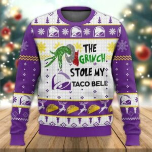 Grinch Stole Taco Bell Christmas Ugly Sweater, Grinch Holiday Sweater