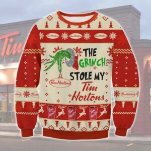 Grinch Stole Tim Hortons Ugly Sweater, Grinch Holiday Sweater
