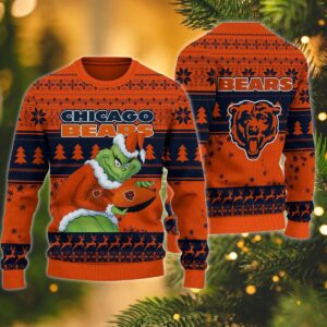 Grinch Stolen Chicago Bears Ugly Christmas Sweater, NFL Christmas Sweater