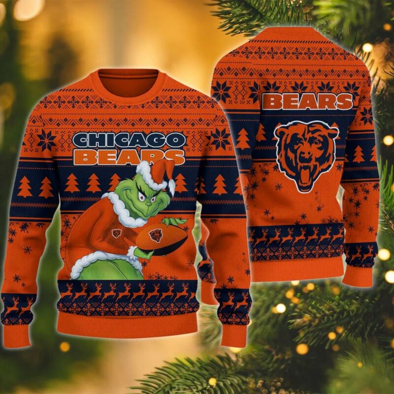 Grinch Stolen Chicago Bears Ugly Christmas Sweater, NFL Christmas Sweater