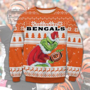 Grinch Stolen Cincinnati Bengals Ugly Christmas Sweater, NFL Christmas Sweater