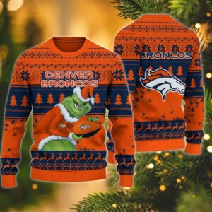 Grinch Stolen Denver Broncos Ugly Christmas Sweater, NFL Christmas Sweater
