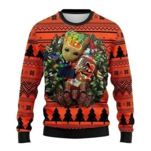 Groot Hug Cincinnati Bengals NFL Ugly Christmas Sweater, NFL Christmas Sweater
