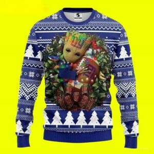 Groot Hug New York Giants Ugly Christmas Sweater, NFL Christmas Sweater