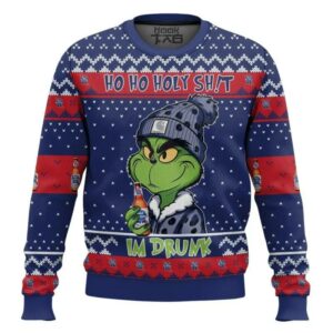 Ho Ho Holy Sh!t Im Drunk Pabst Blue Ribbon Grinch Ugly Sweater, Grinch Holiday Sweater