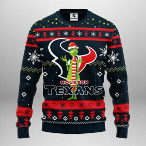 Houston Texans Funny Grinch Ugly Christmas Sweater, Grinch Xmas Sweater