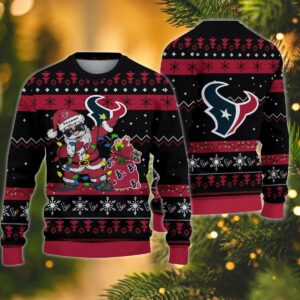 Houston Texans Santa Claus Dabbing Ugly Christmas Sweater, NFL Christmas Sweater