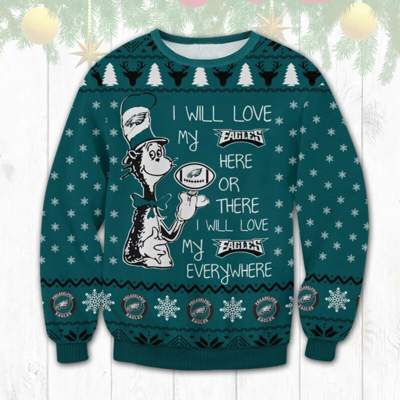 I Love My Philadelphia Eagles Ugly Christmas Sweater, NFL Christmas Sweater
