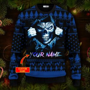 I'm A Good Guy Custom Name Skull Ugly Christmas Sweater