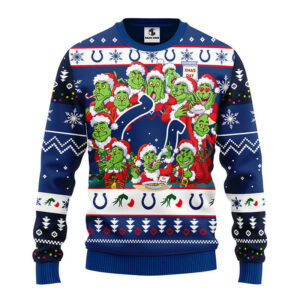Indianapolis Colts 12 Grinch Xmas Day Ugly Christmas Sweater, Grinch Xmas Sweater