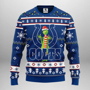 Indianapolis Colts Funny Grinch Ugly Christmas Sweater, Grinch Xmas Sweater