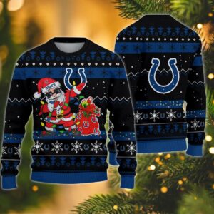 Indianapolis Colts Santa Claus Dabbing Ugly Christmas Sweater, NFL Christmas Sweater