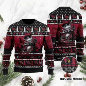 Jack Skellington Arizona Cardinals Ugly Christmas Sweater, NFL Christmas Sweater