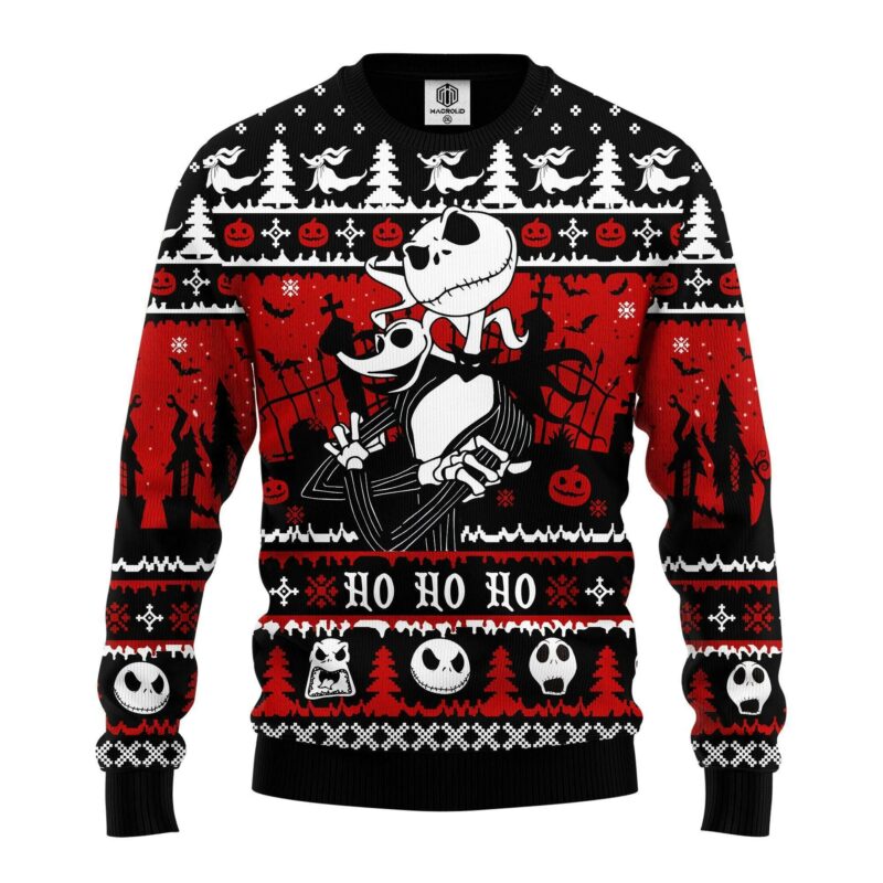 Jack and Zero Nightmare Ugly Christmas Sweater, Skeleton Sweater