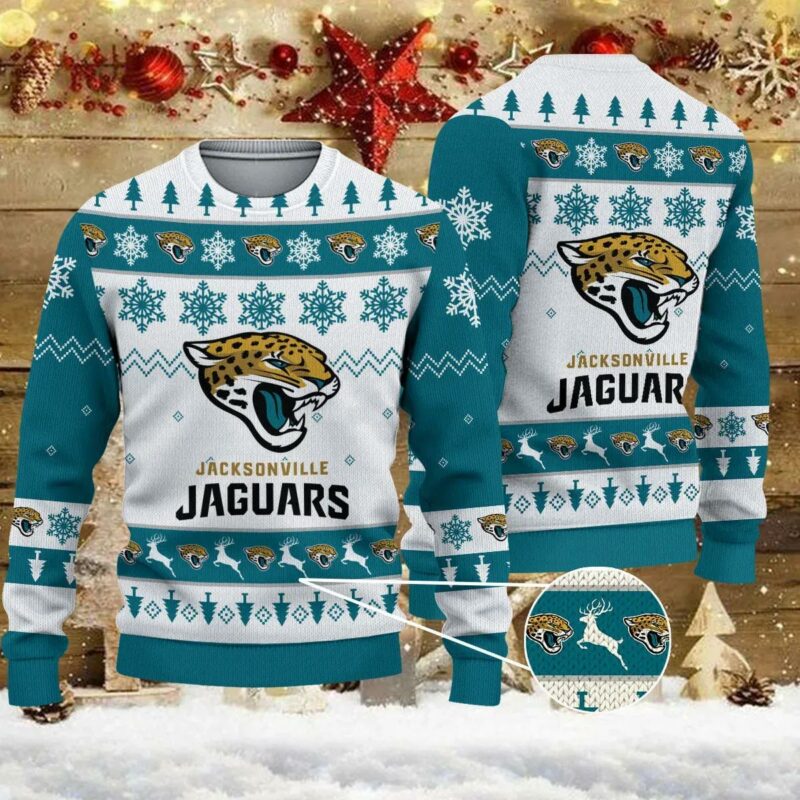 Jacksonville Jaguars Big Logo Ugly Christmas Sweater, NFL Christmas Sweater