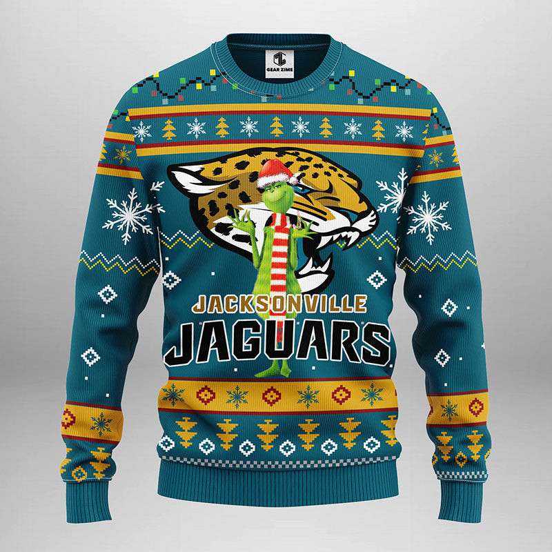 Jacksonville Jaguars Funny Grinch Ugly Christmas Sweater, Grinch Xmas Sweater