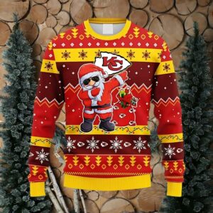 Kansas City Chiefs Dabbing Santa Claus Christmas Ugly Sweater, NFL Christmas Sweater