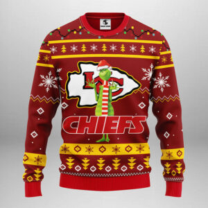 Kansas City Chiefs Funny Grinch Ugly Christmas Sweater, Grinch Xmas Sweater