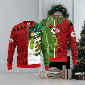 Kansas City Chiefs Grinch &amp; Scooby Doo Ugly Christmas Sweater, NFL Christmas Sweater