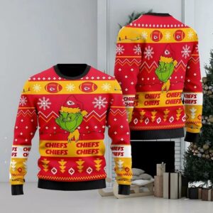 Kansas City Chiefs Merry Grinchmas Ugly Christmas Sweater, NFL Christmas Sweater